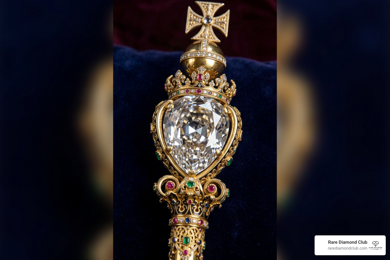 Cullinan I mounted in the Sovereign's Sceptre with Cross Cullinan I mounted in the Sovereign's Sceptre with Cross