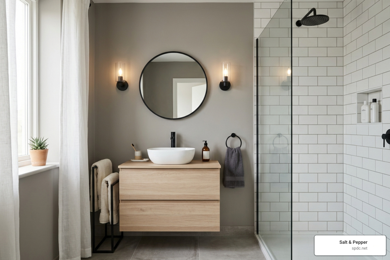 modern designer budget bathroom with luxury accents