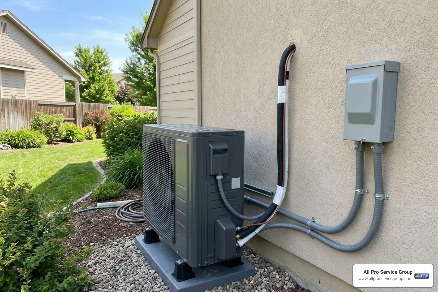 outdoor condenser unit connected to an electrical disconnect box outdoor condenser unit connected to an electrical disconnect box