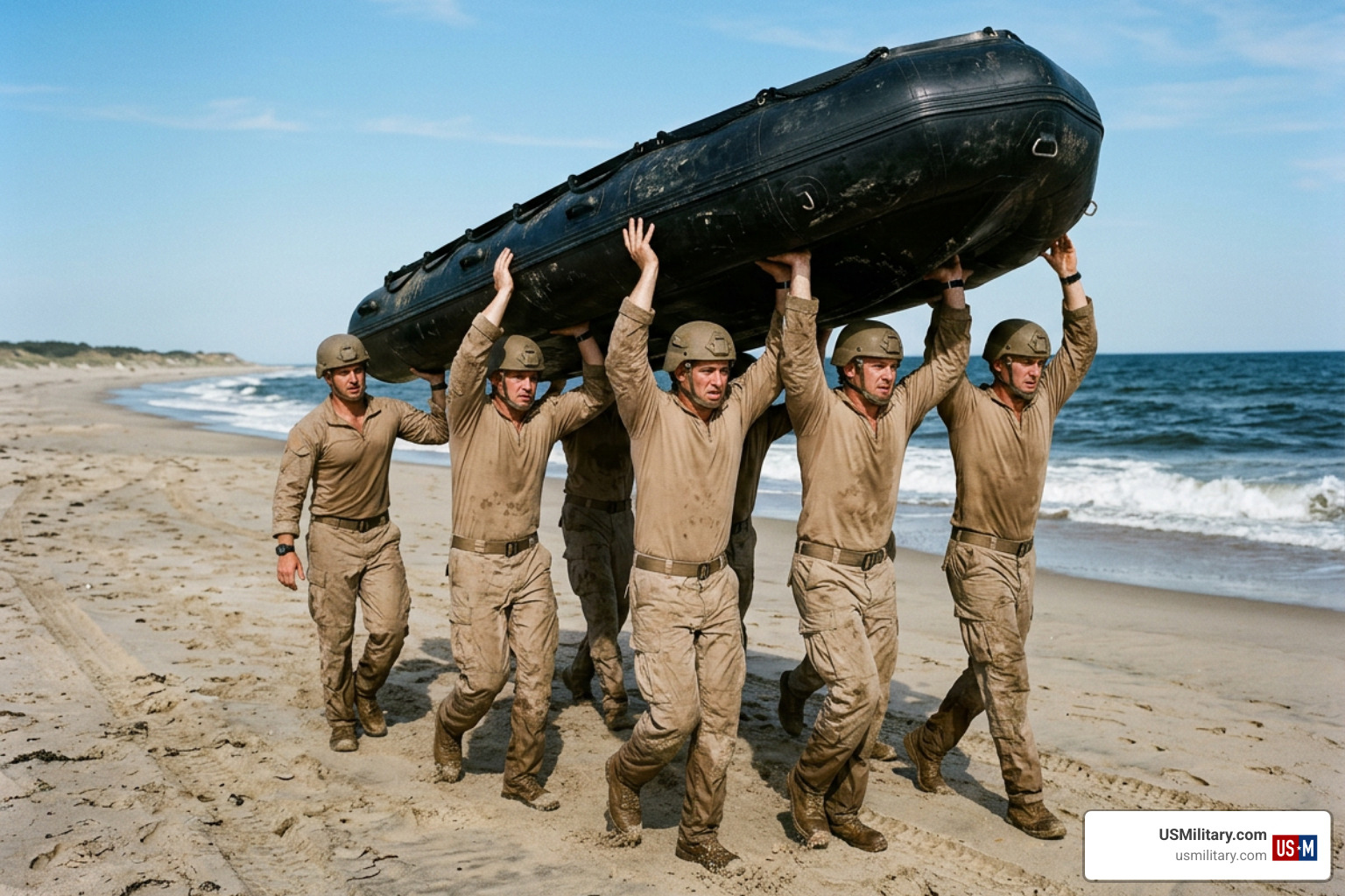 Navy SEAL candidates carrying IBS boat Navy SEAL candidates carrying IBS boat