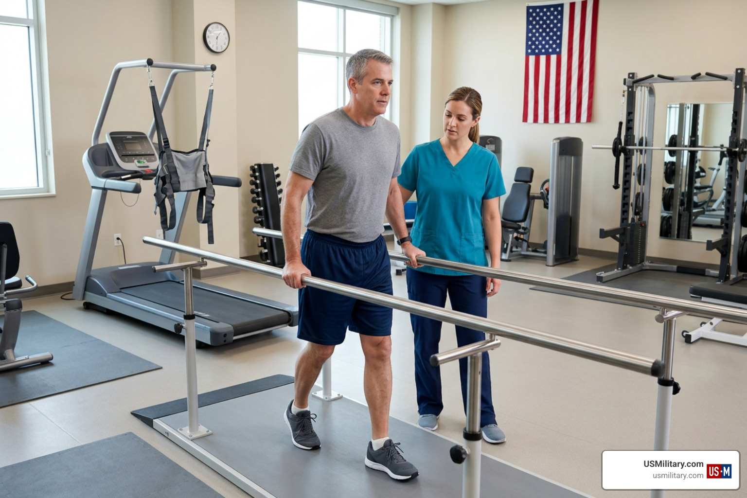 Physical rehabilitation equipment in a VA clinic Physical rehabilitation equipment in a VA clinic