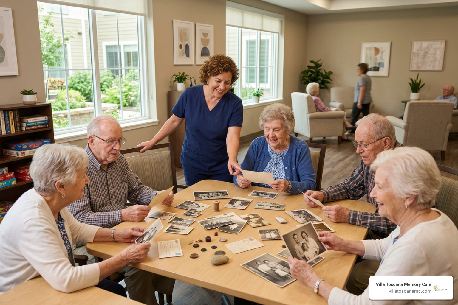 Residents participating in structured memory enrichment activities Residents participating in structured memory enrichment activities
