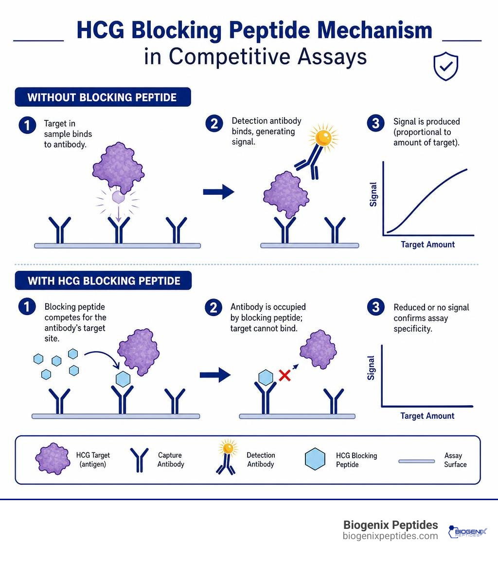 HCG blocking peptide mechanism in competitive assays infographic