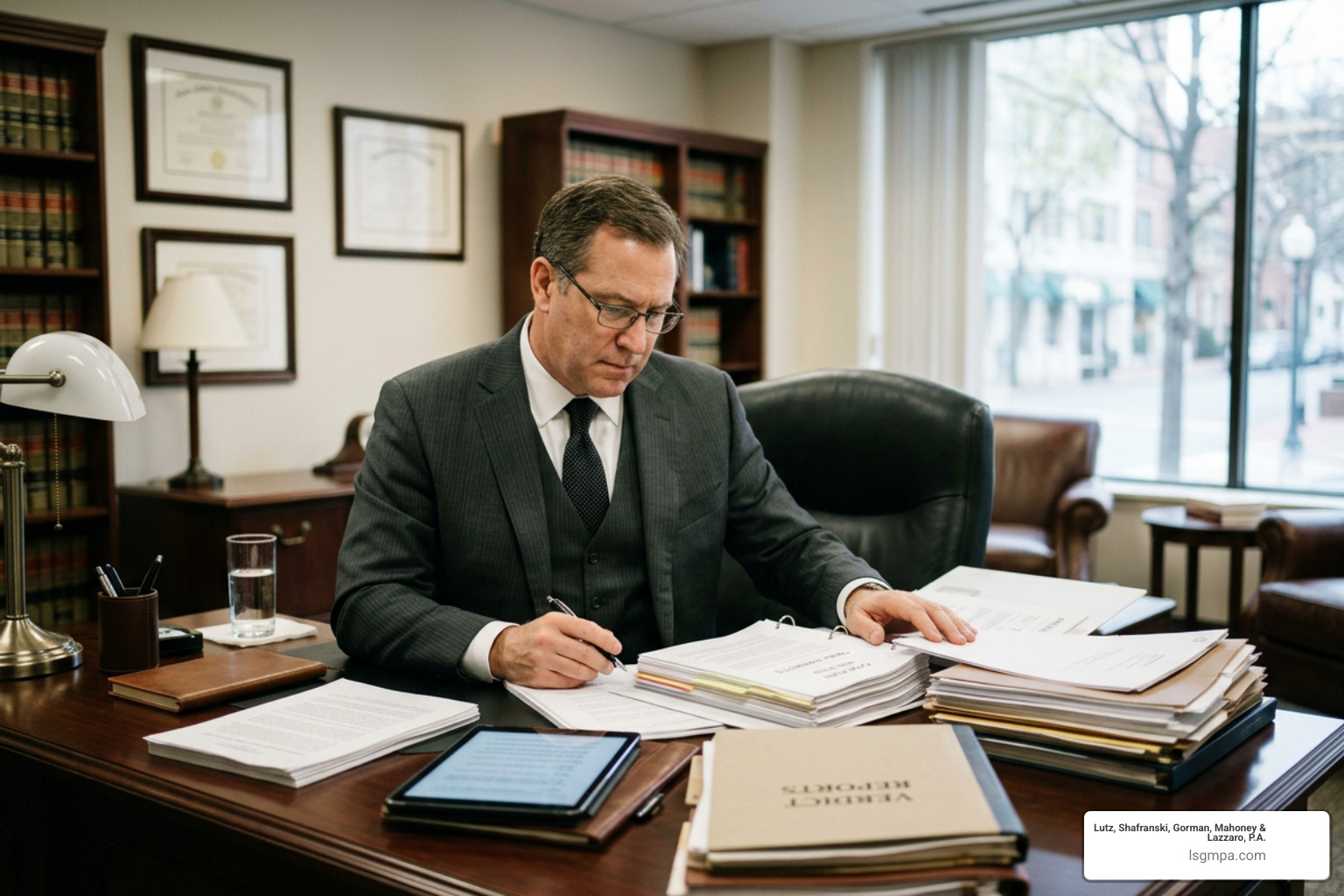 Attorney reviewing case results and trial verdicts