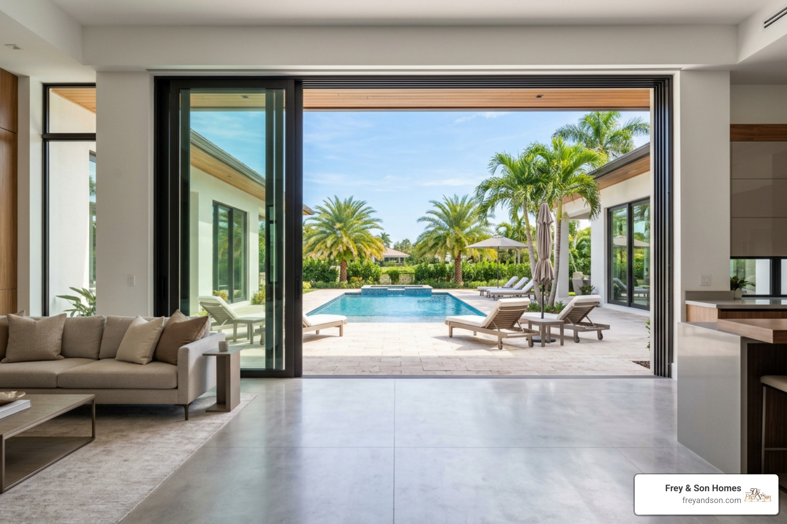 luxury patio door overlooking a Florida pool