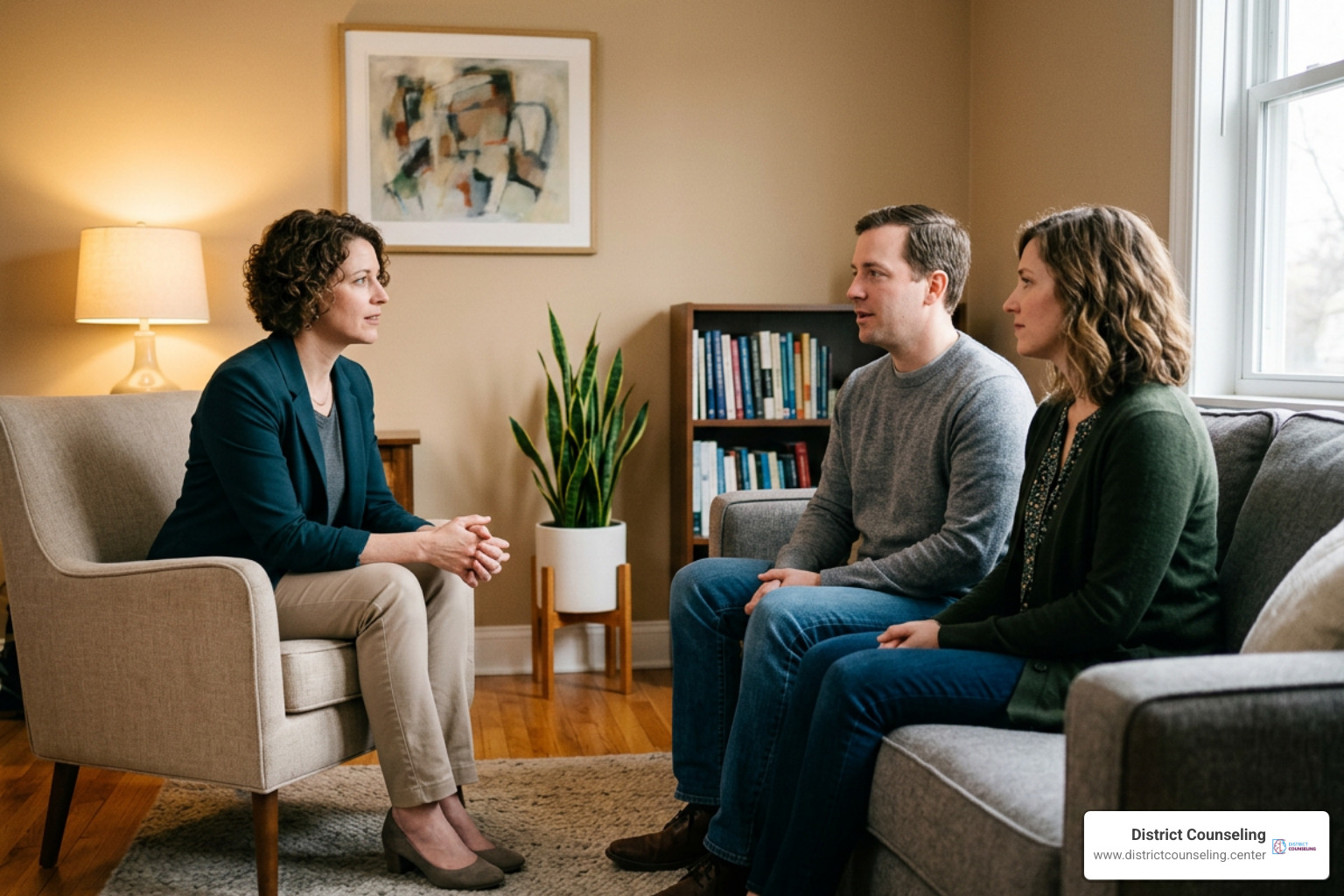 therapist facilitating communication dialogue between partners