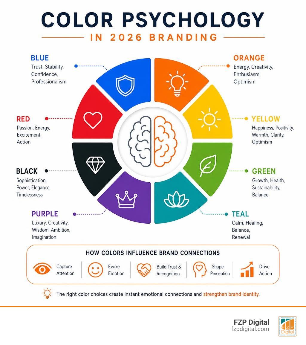 Infographic of color psychology associations in 2026 branding infographic Infographic of color psychology associations in 2026 branding infographic