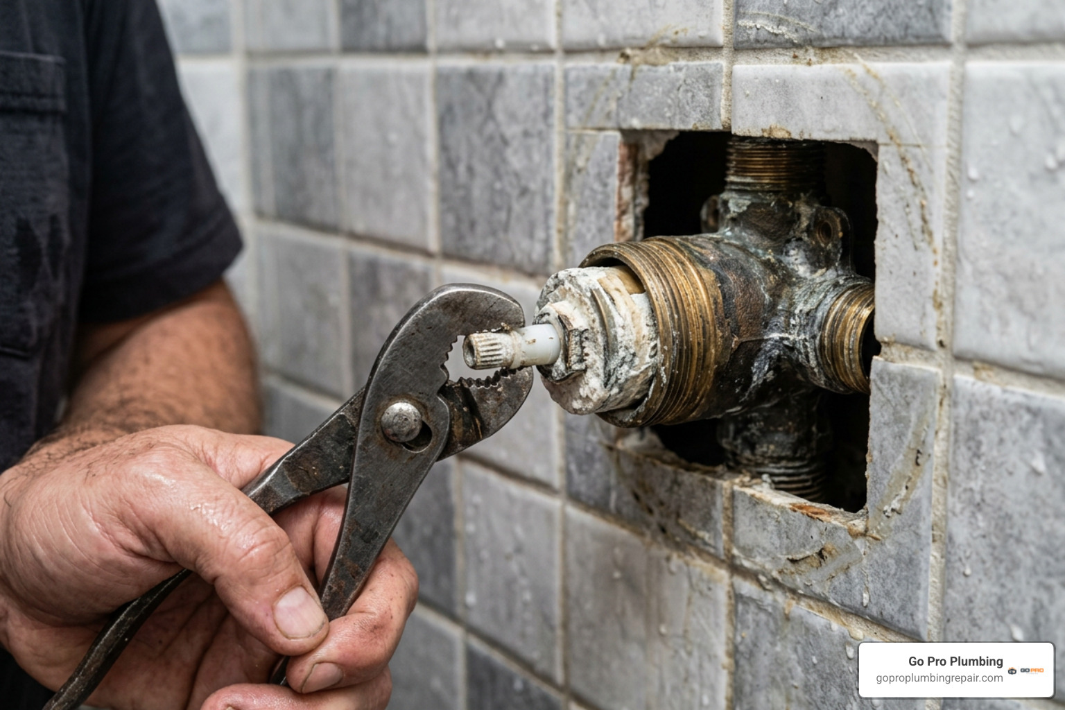 Extraction of stuck cartridge from brass shower valve body