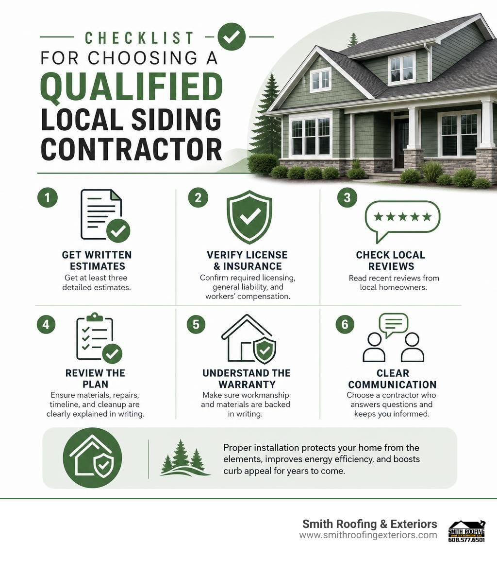 Checklist for choosing a qualified local siding contractor infographic Checklist for choosing a qualified local siding contractor infographic