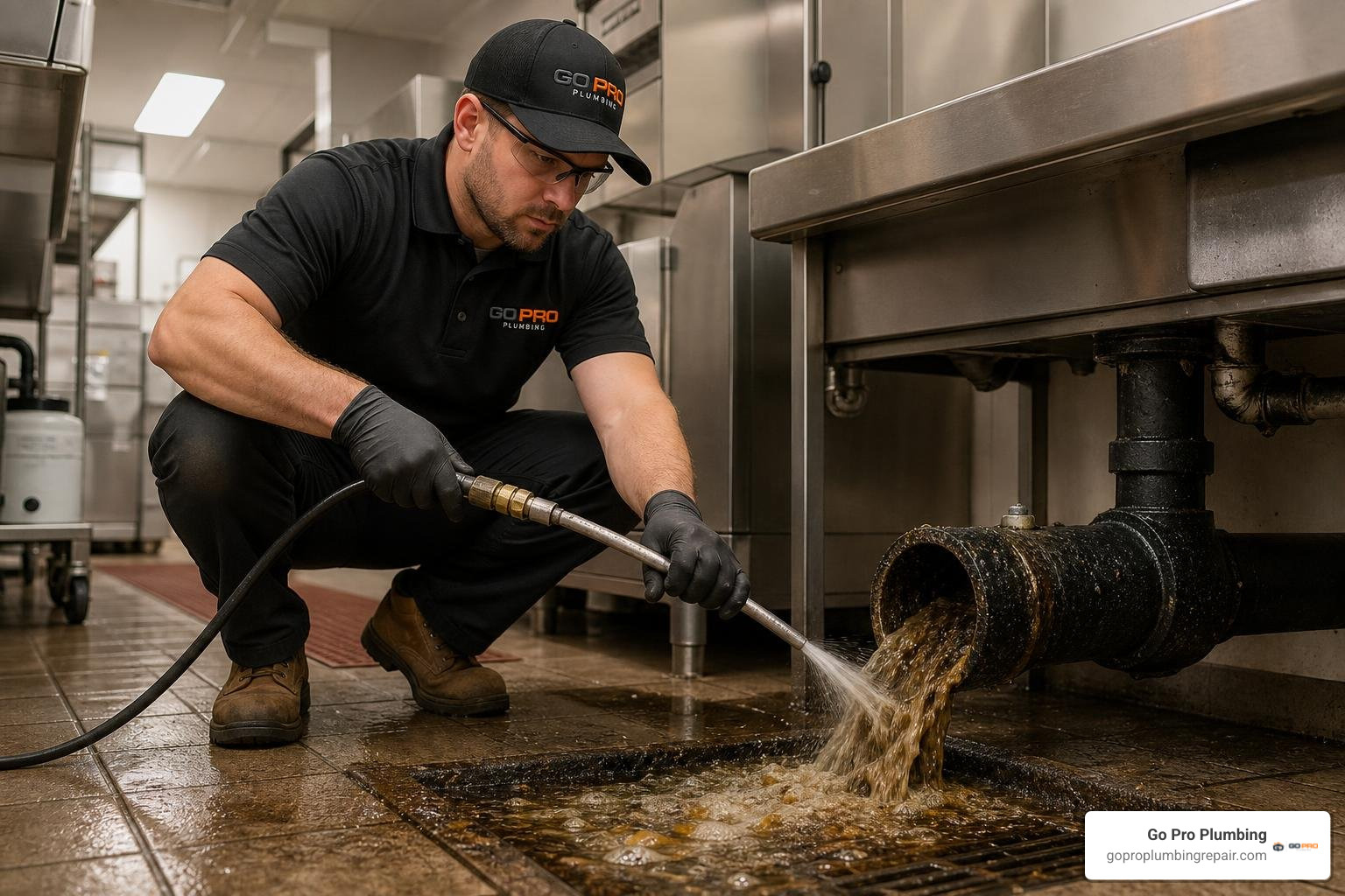 Commercial drain hydro jetting service clearing heavy grease Commercial drain hydro jetting service clearing heavy grease