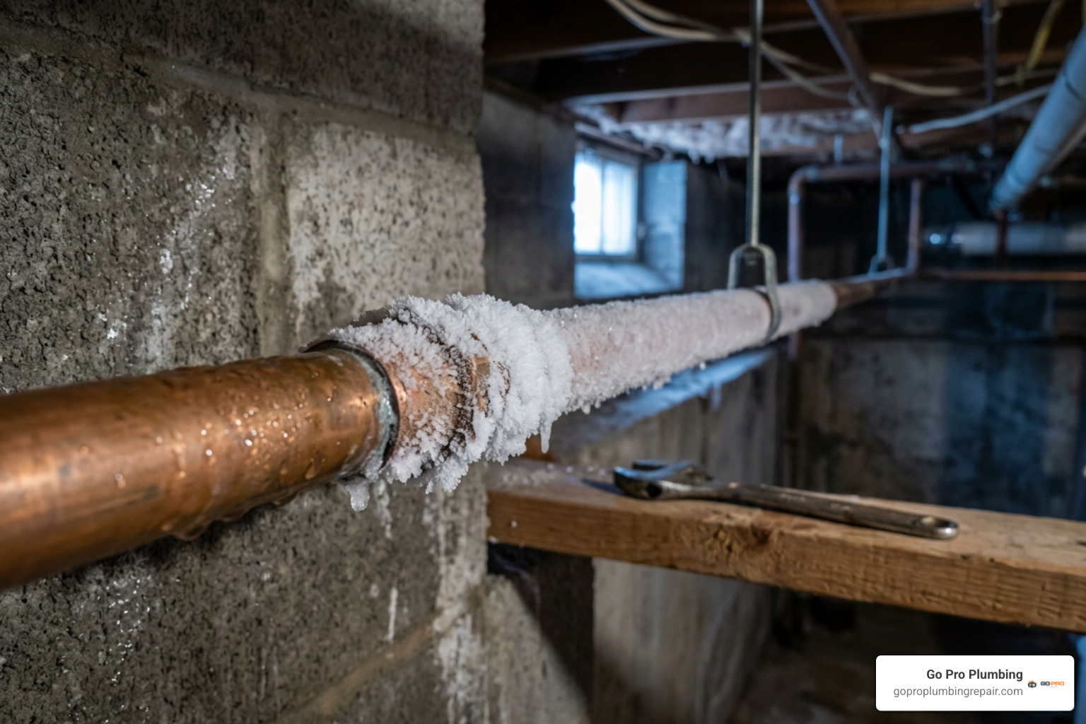 visible frost along copper pipe visible frost along copper pipe