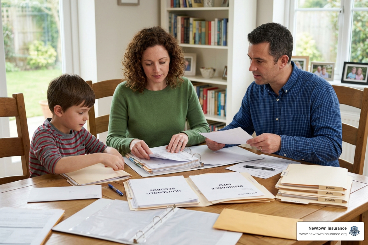 family organizing household insurance documents family organizing household insurance documents