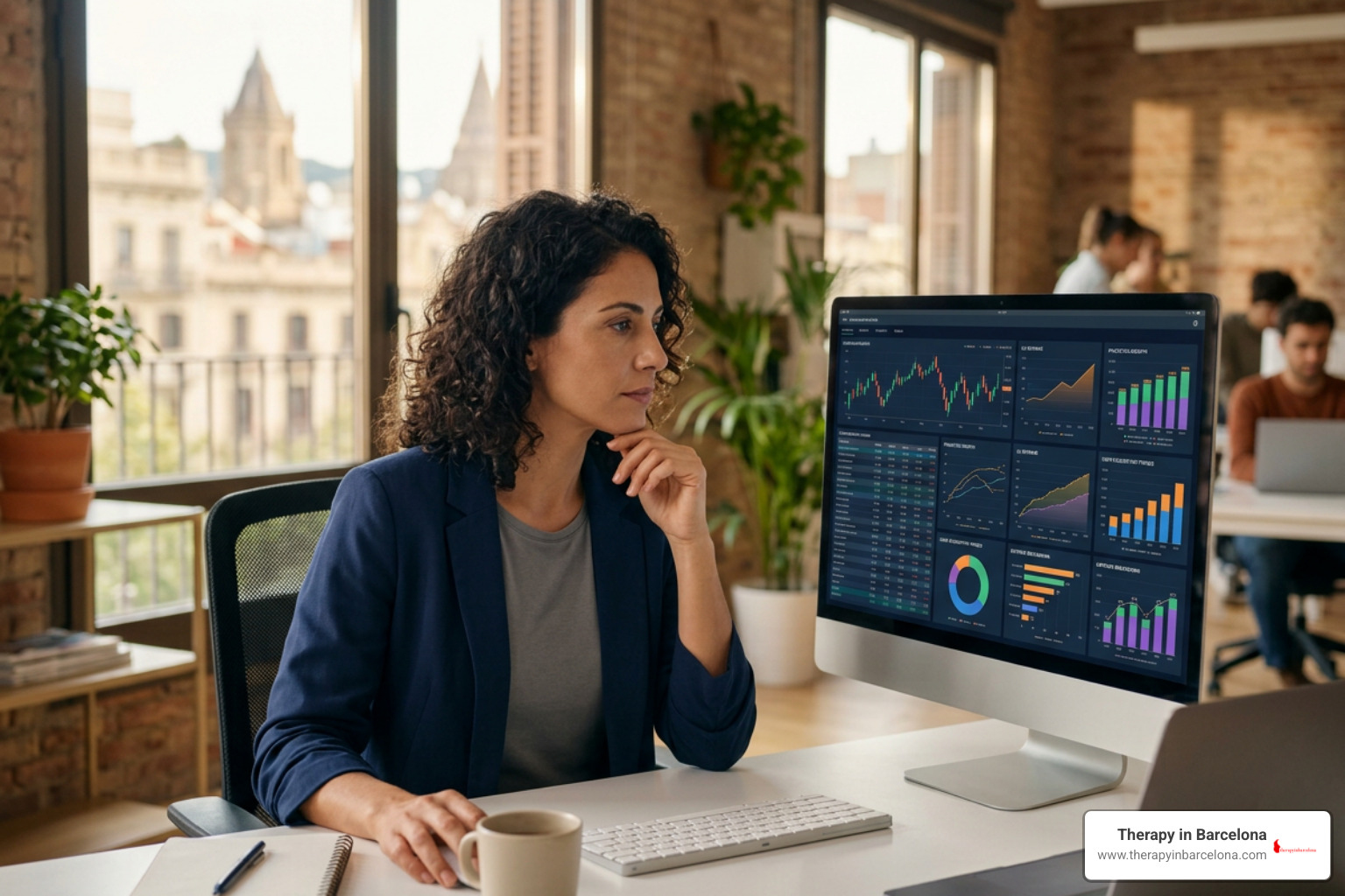 Financial dashboard on a screen showing data analytics, forecasting, and revenue models