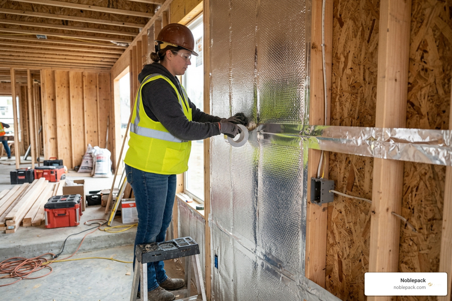 Proper installation showing air gap and taped seams