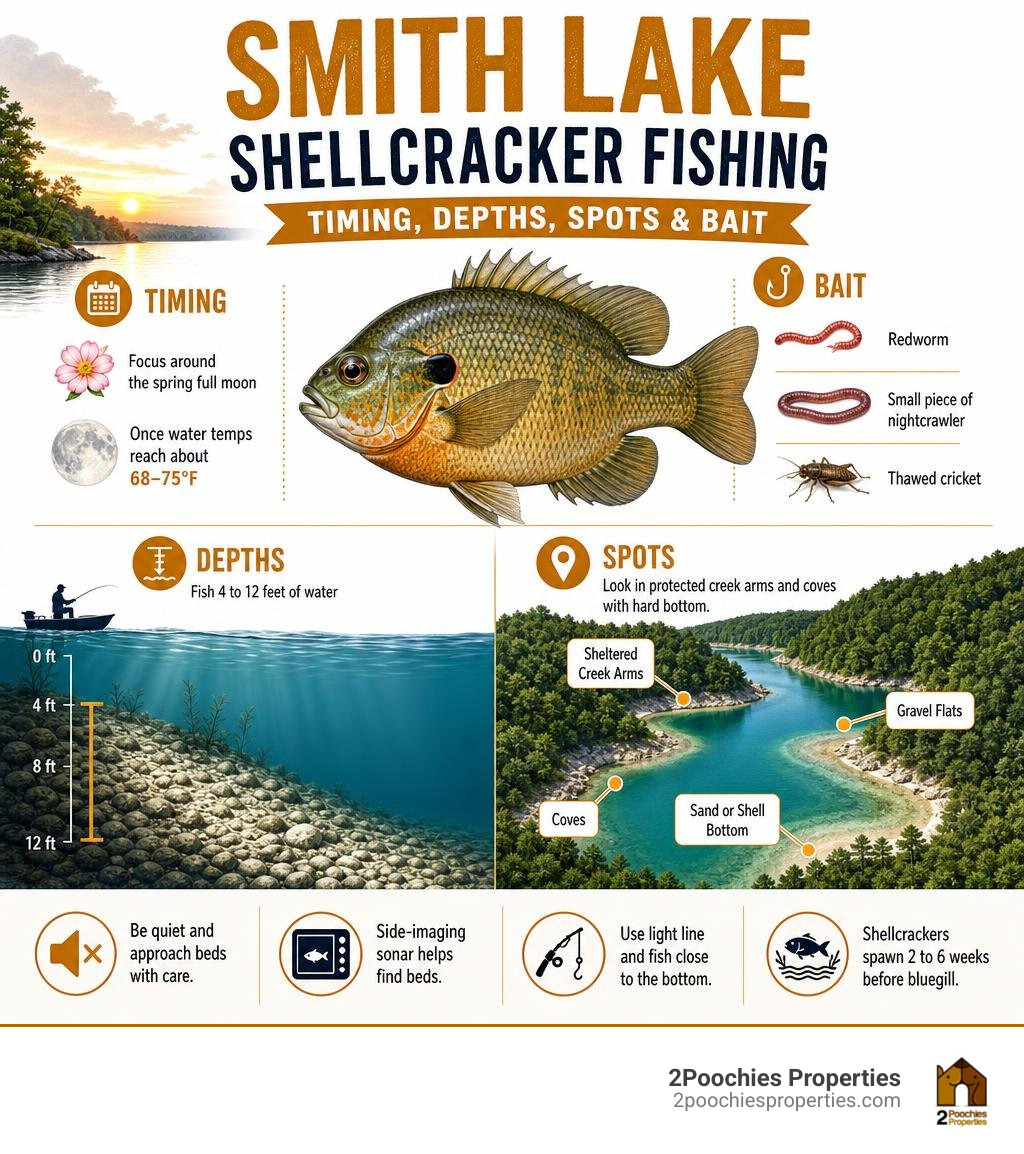 Smith Lake shellcracker fishing timing, depths, spots, and bait infographic infographic Smith Lake shellcracker fishing timing, depths, spots, and bait infographic infographic