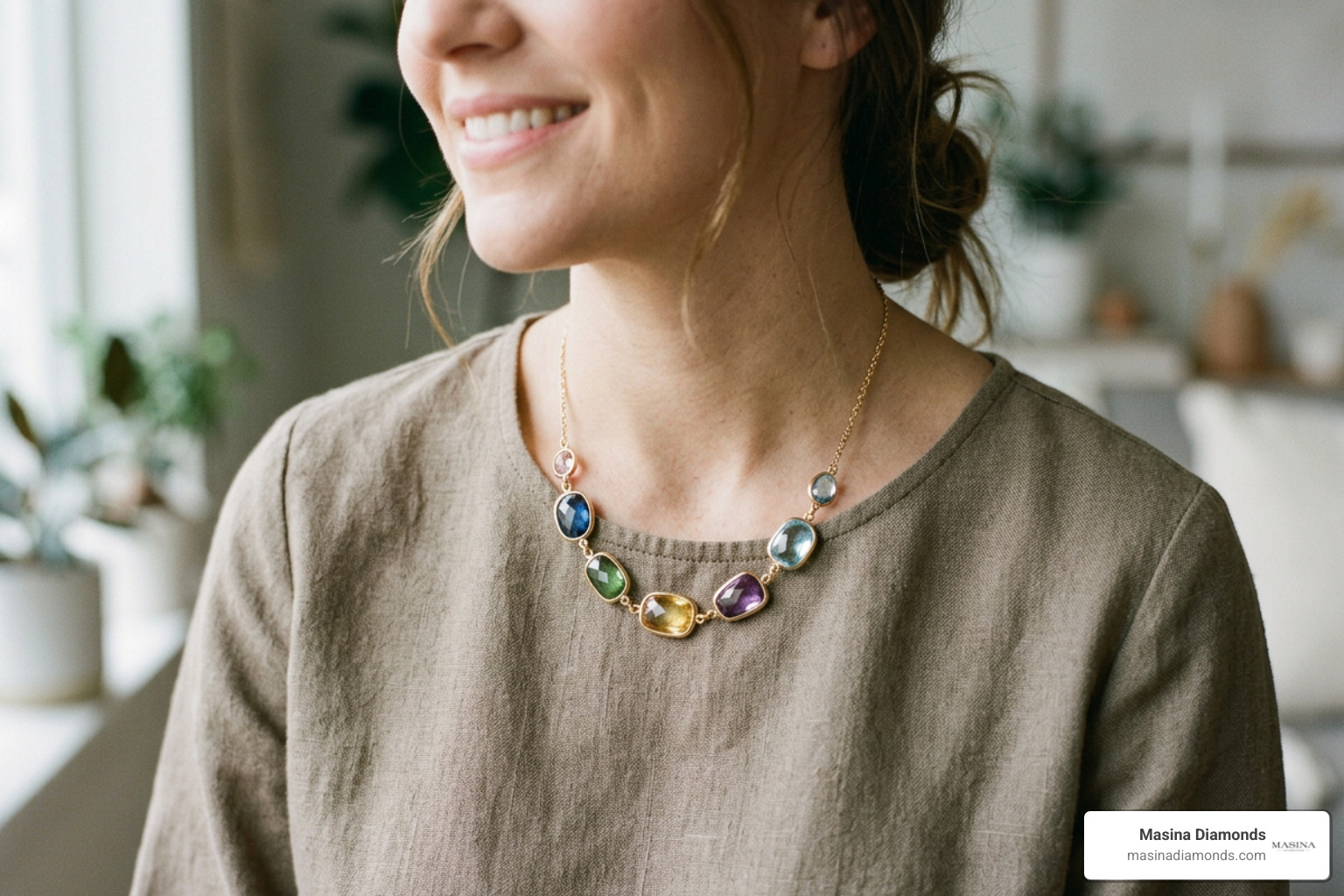 custom multi-gemstone birthstone necklace