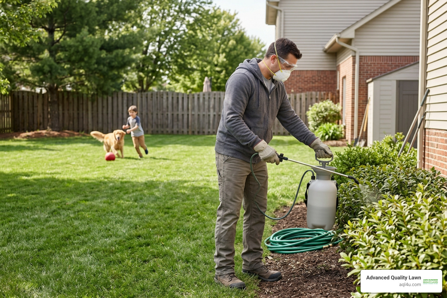 safe yard spraying equipment and protective gear