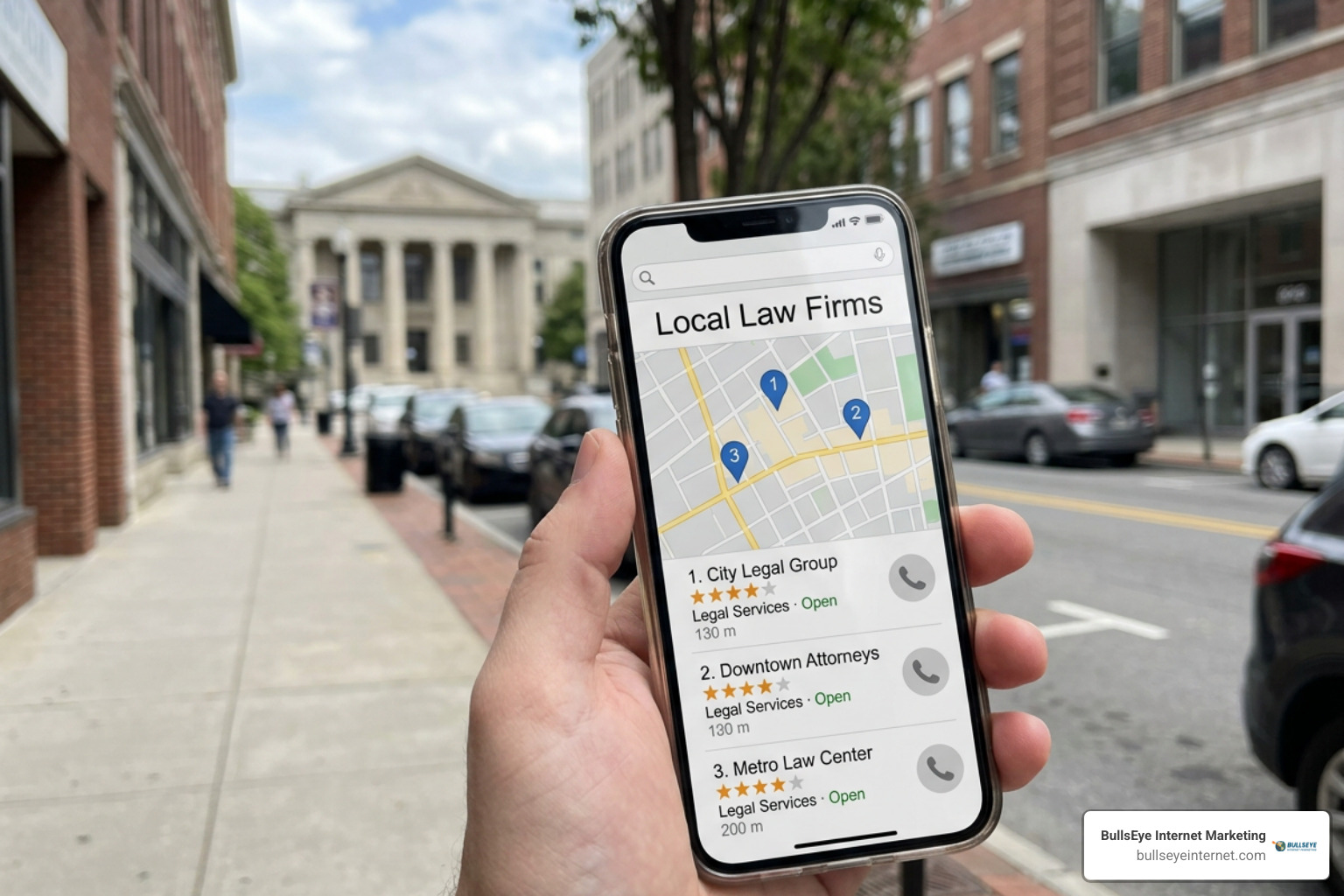 Law firm local SEO map pack results