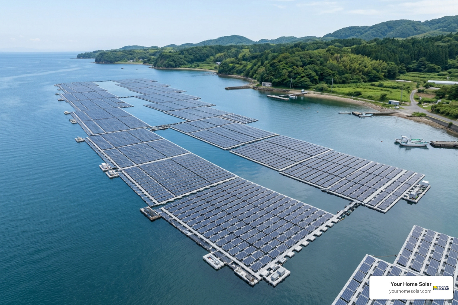Nearshore floating solar array deployed in coastal waters Nearshore floating solar array deployed in coastal waters