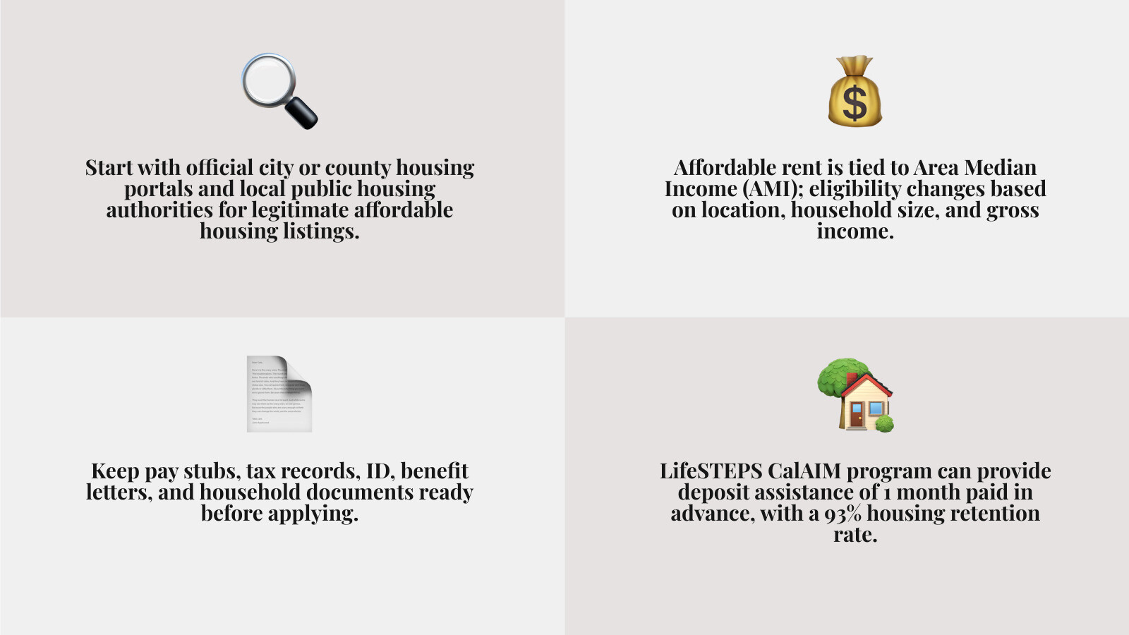 California affordable housing search and application pathways infographic California affordable housing search and application pathways infographic