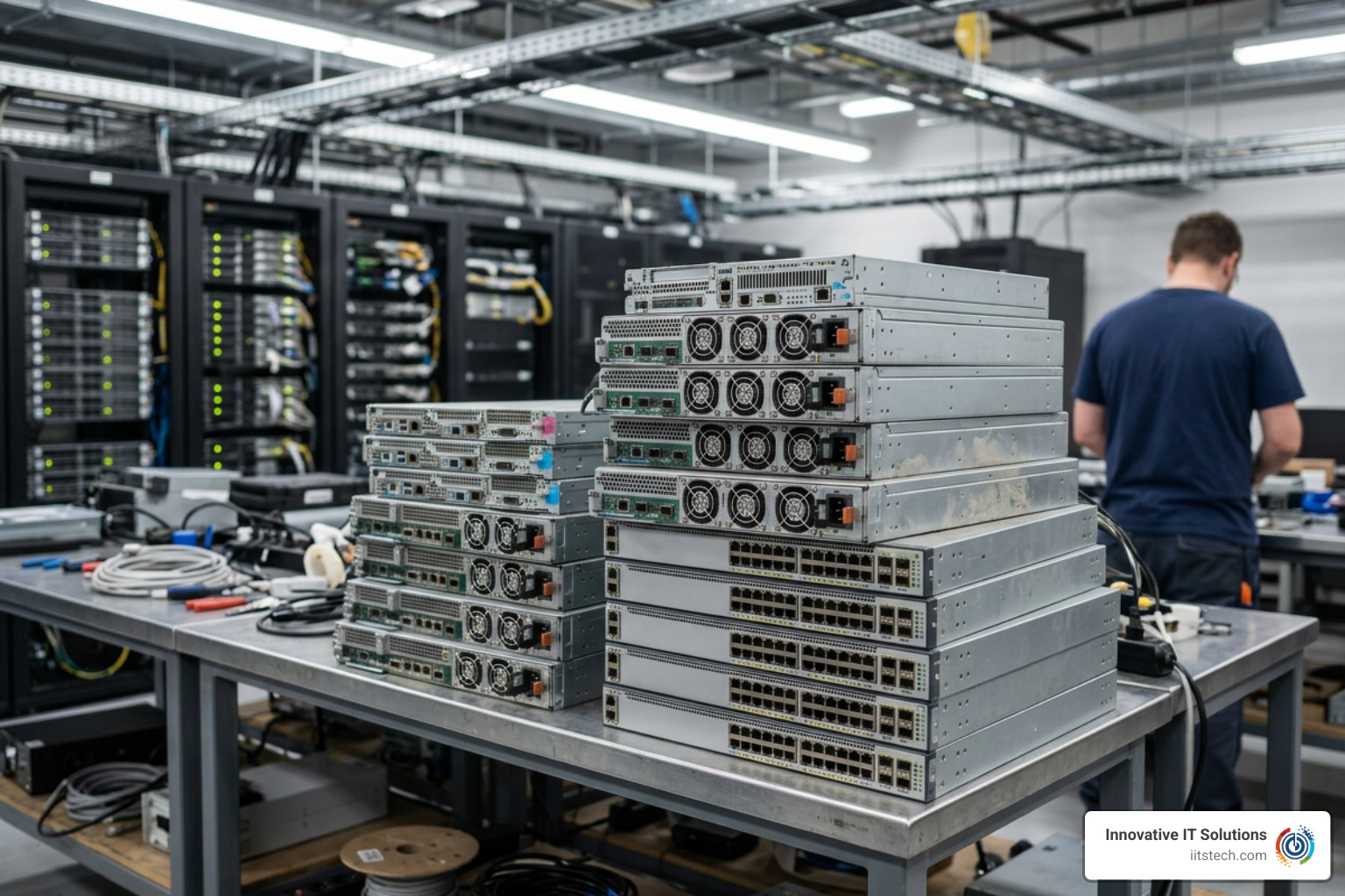Harvested high-density server blades and modular switch chassis