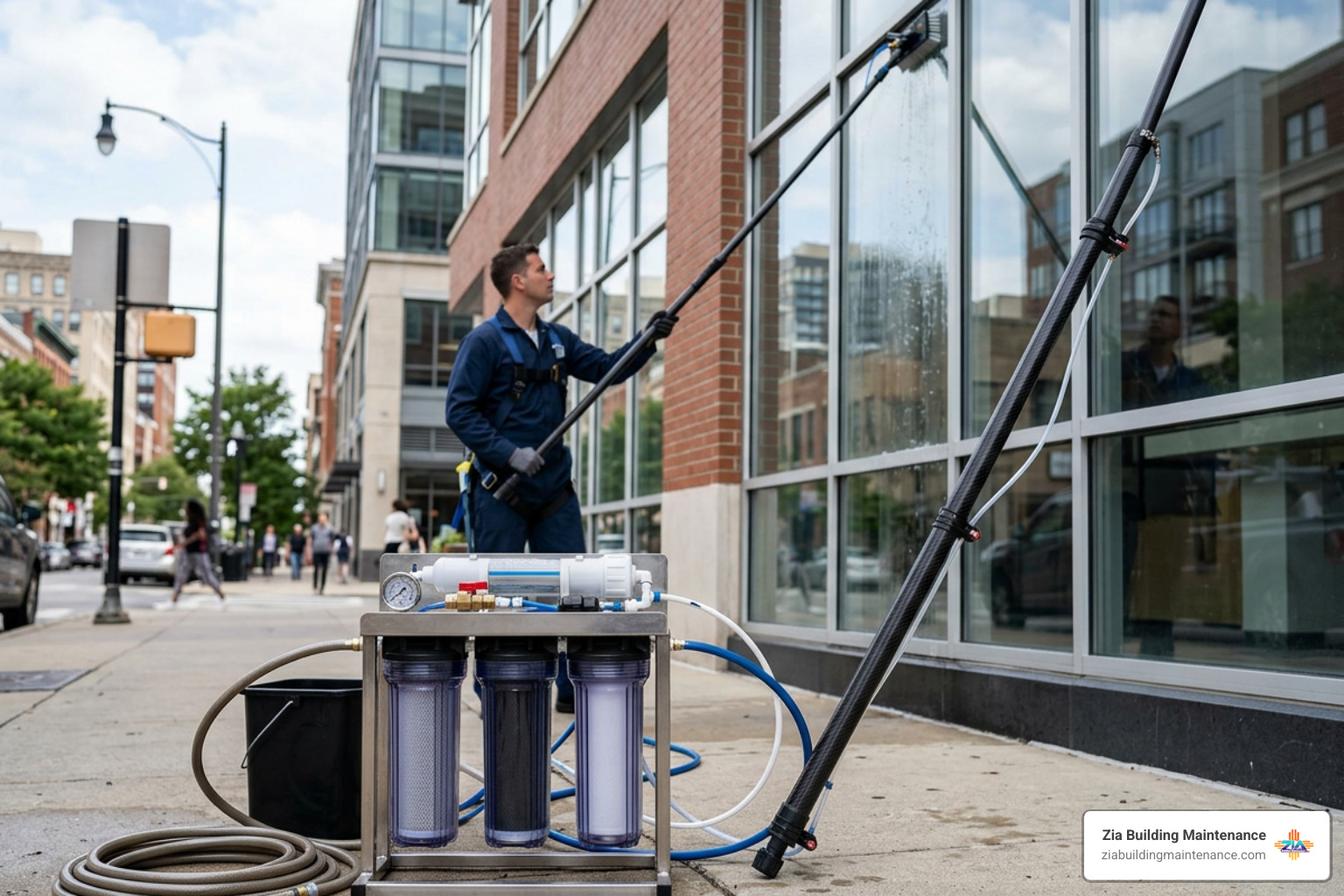3-stage RODI filtration system connected to carbon-fiber pole 3-stage RODI filtration system connected to carbon-fiber pole