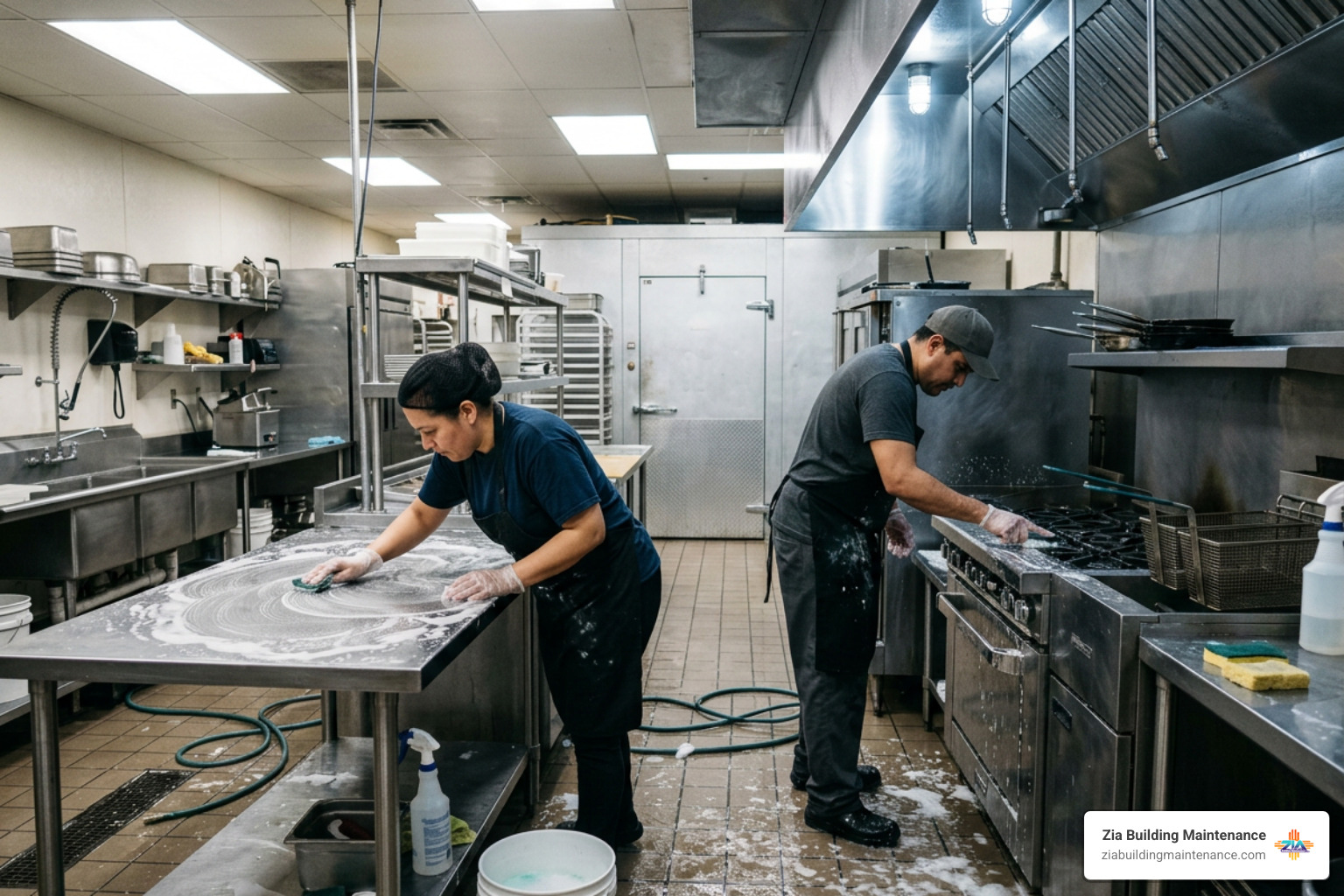 commercial food prep line deep cleaning