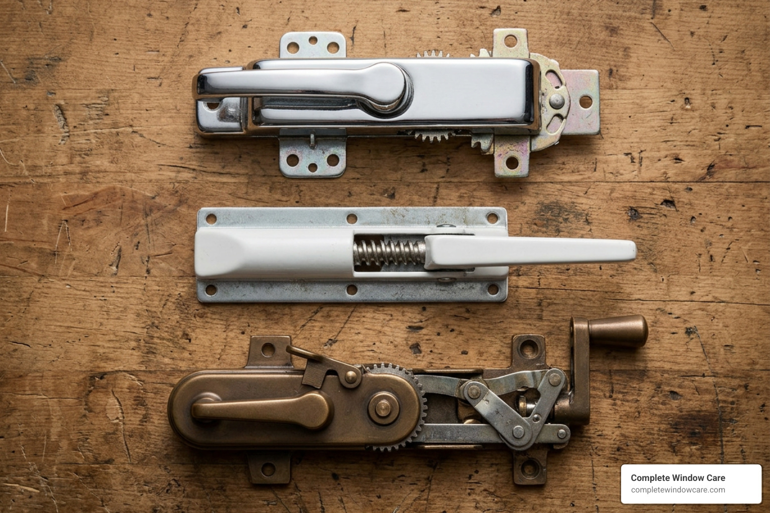 Various window crank operators including awning and casement styles