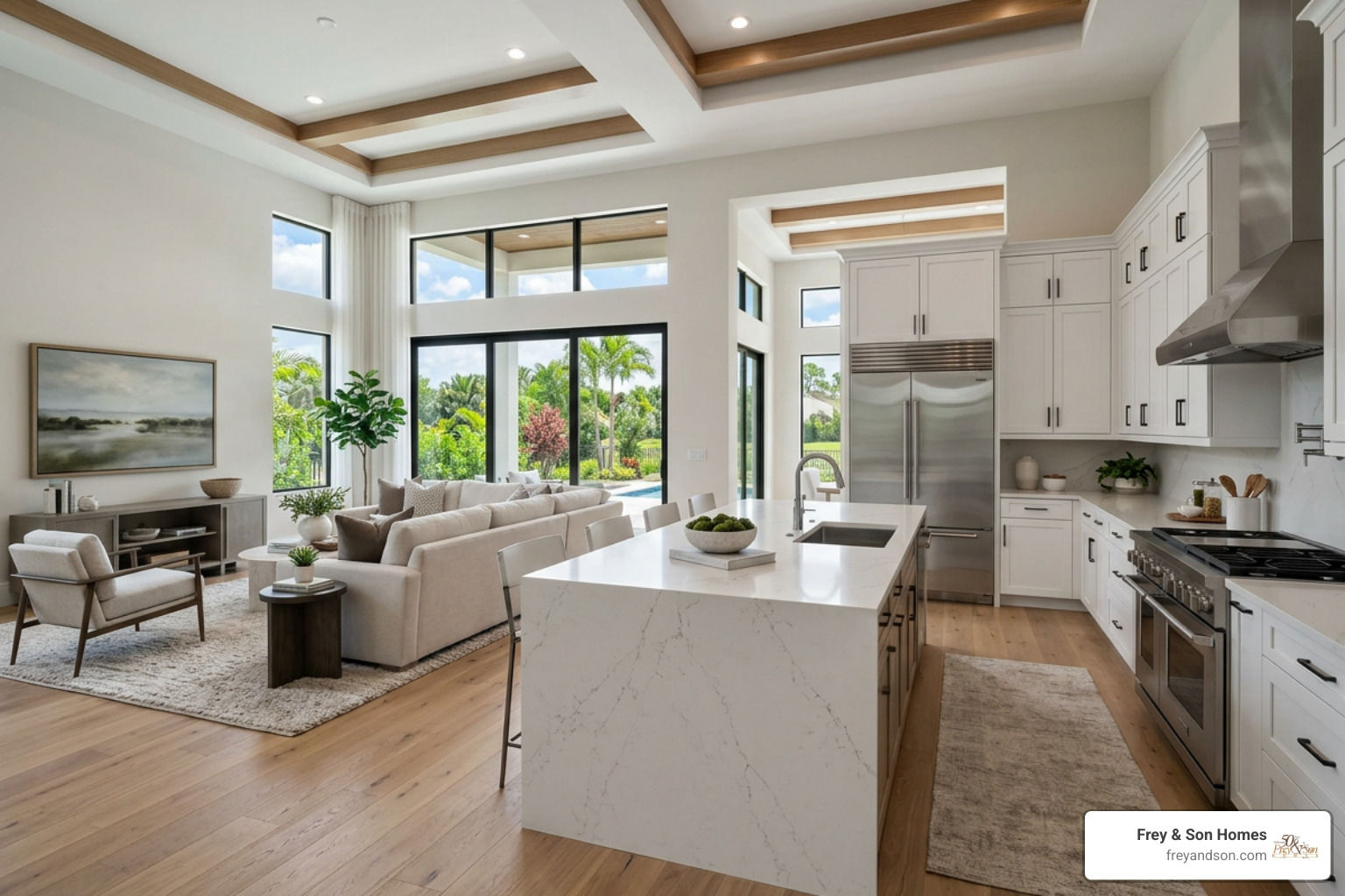 Bespoke open concept kitchen and great room