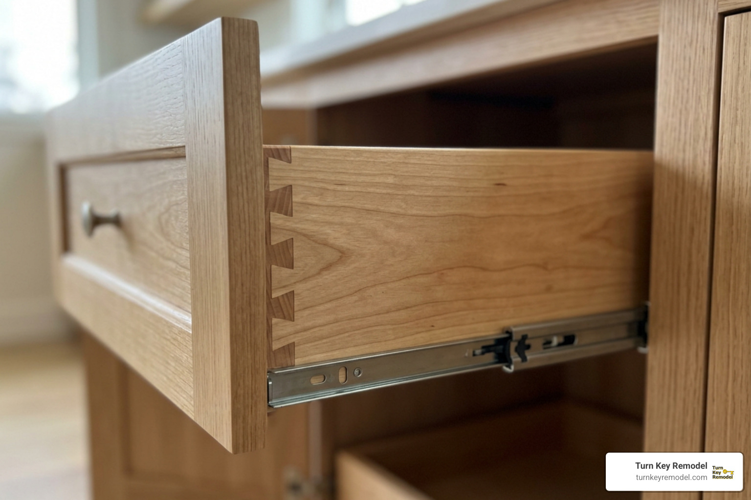 Precision dovetail drawer joinery and soft-close hardware Precision dovetail drawer joinery and soft-close hardware