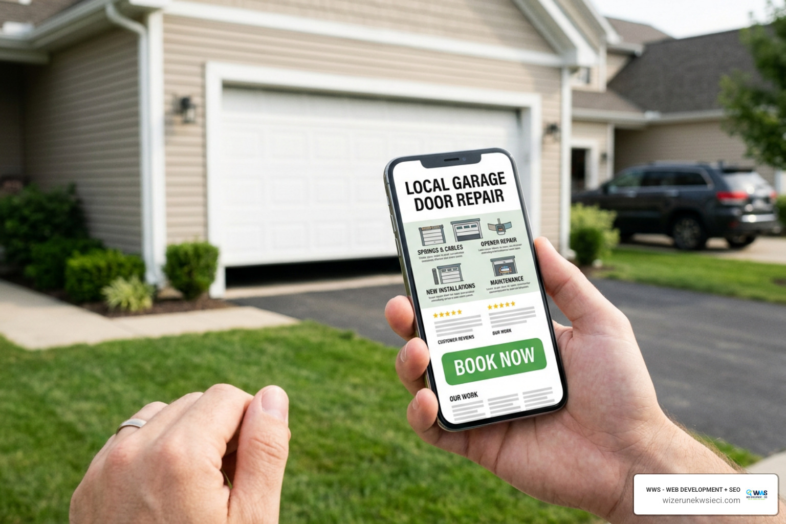 High converting mobile garage door service page layout