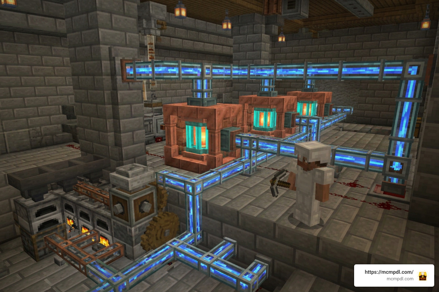 Power generators and pipe networks in Minecraft Bedrock