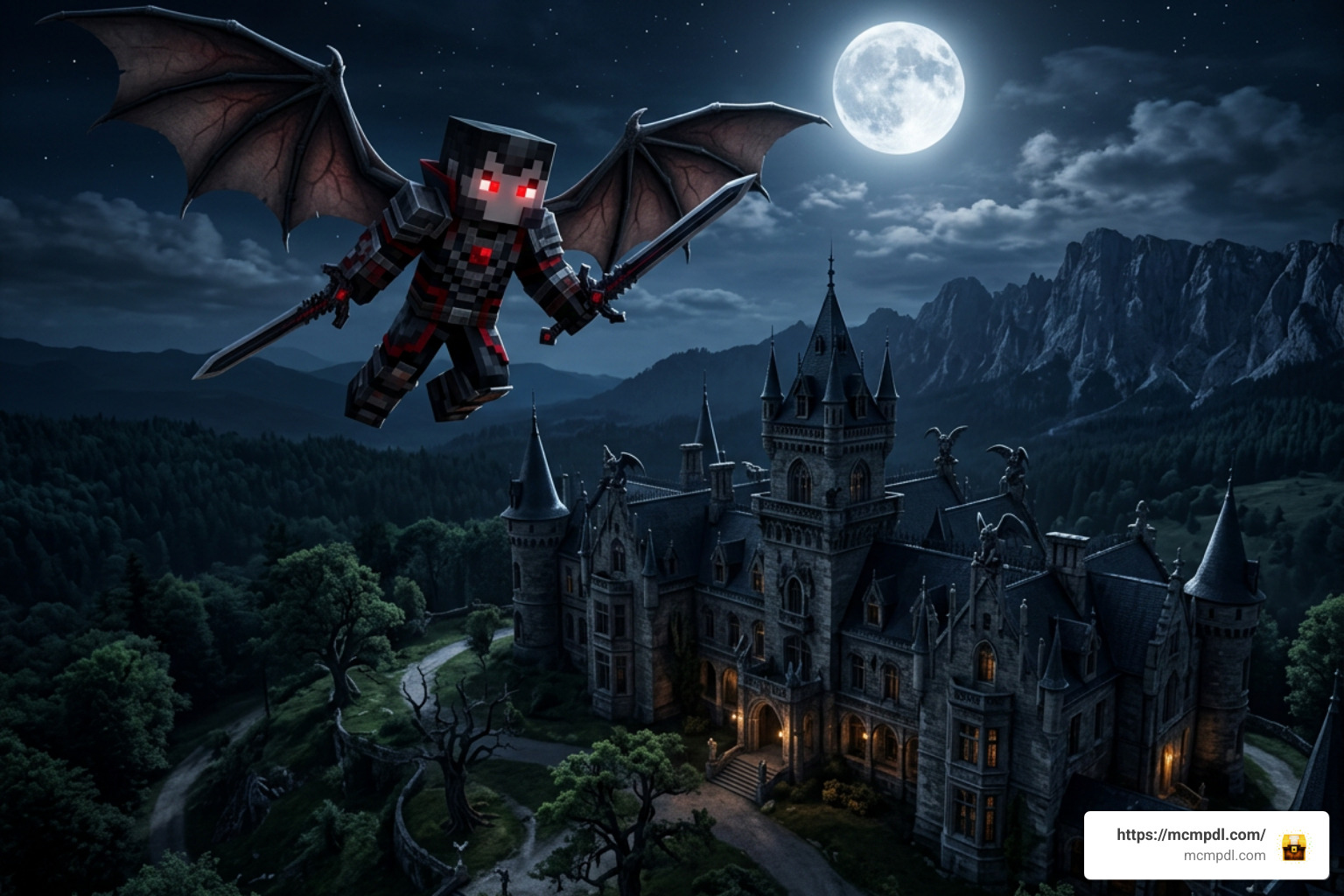aerial combat with vampire wings Minecraft