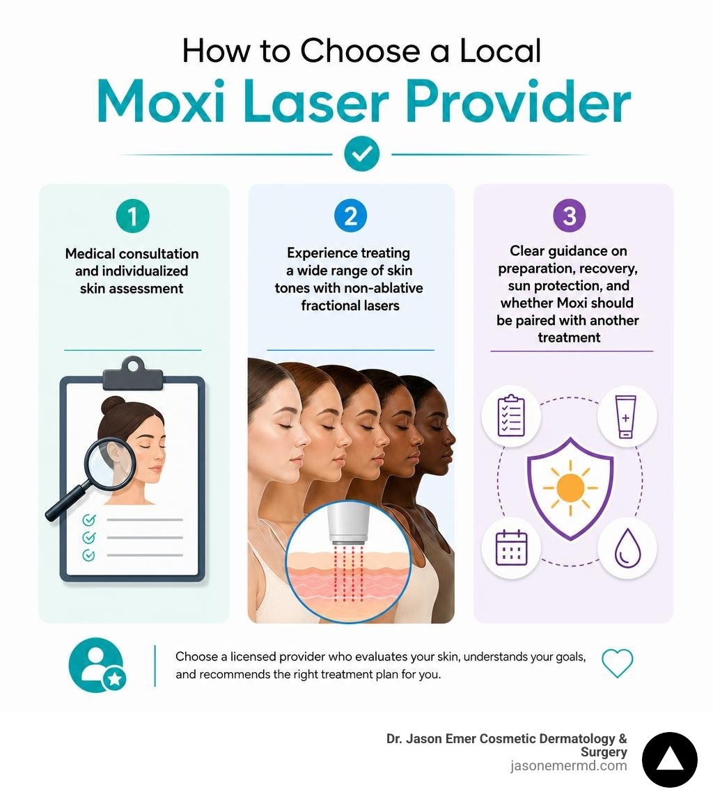 How to choose a local Moxi laser provider infographic