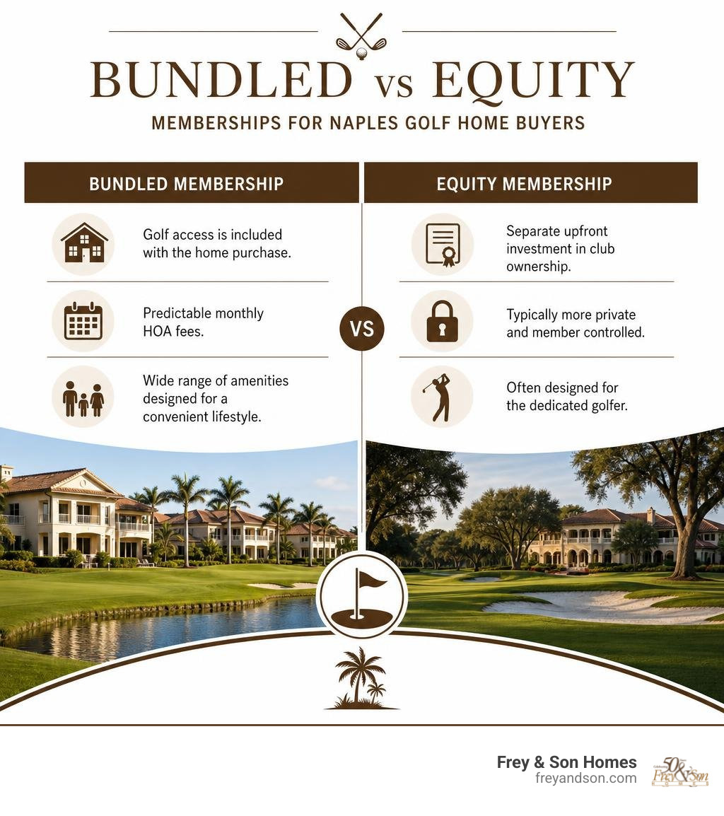 Bundled versus equity memberships for Naples golf home buyers infographic Bundled versus equity memberships for Naples golf home buyers infographic