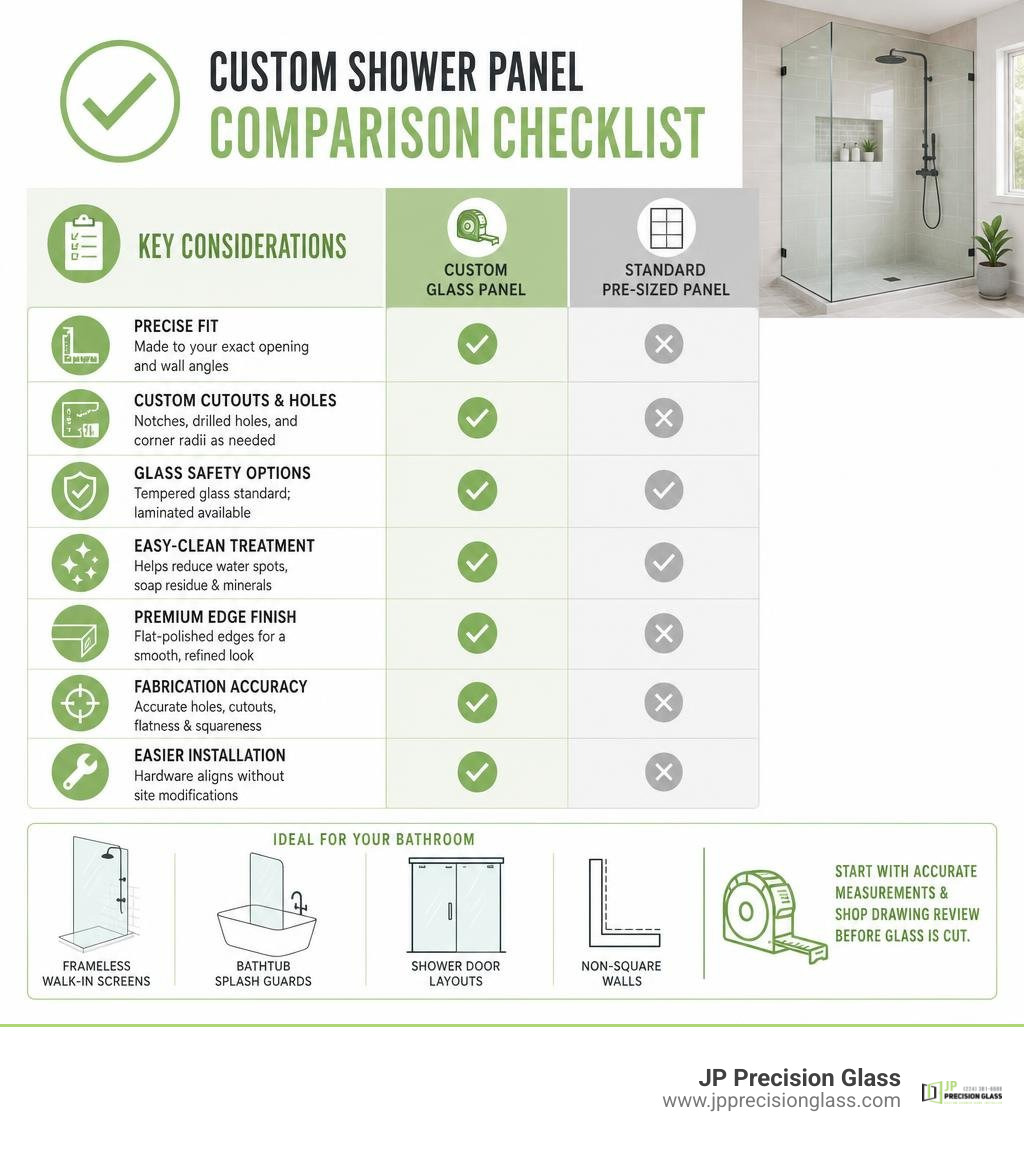 custom shower panel comparison checklist infographic custom shower panel comparison checklist infographic