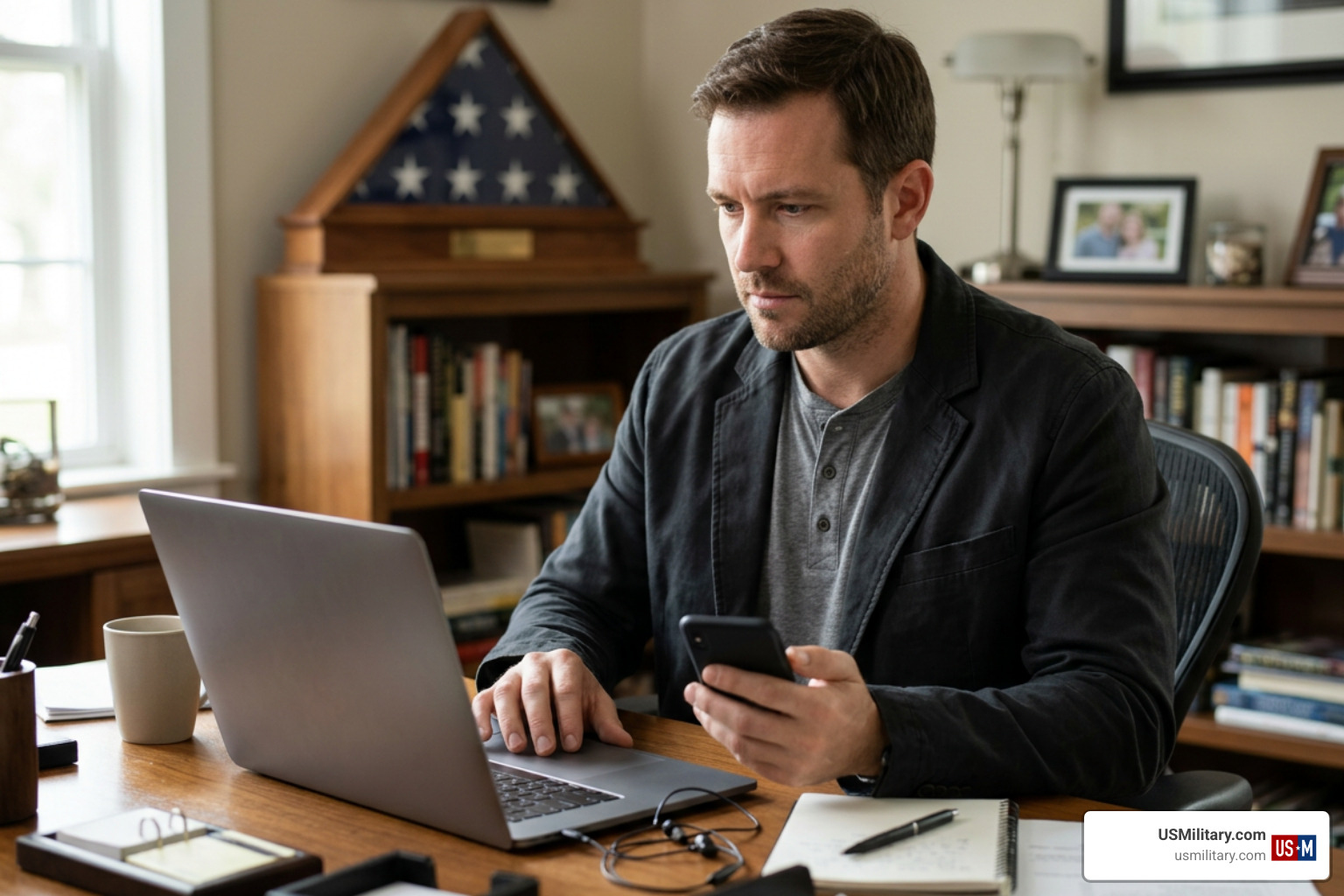 American military veteran reporting fraud on laptop and phone securely