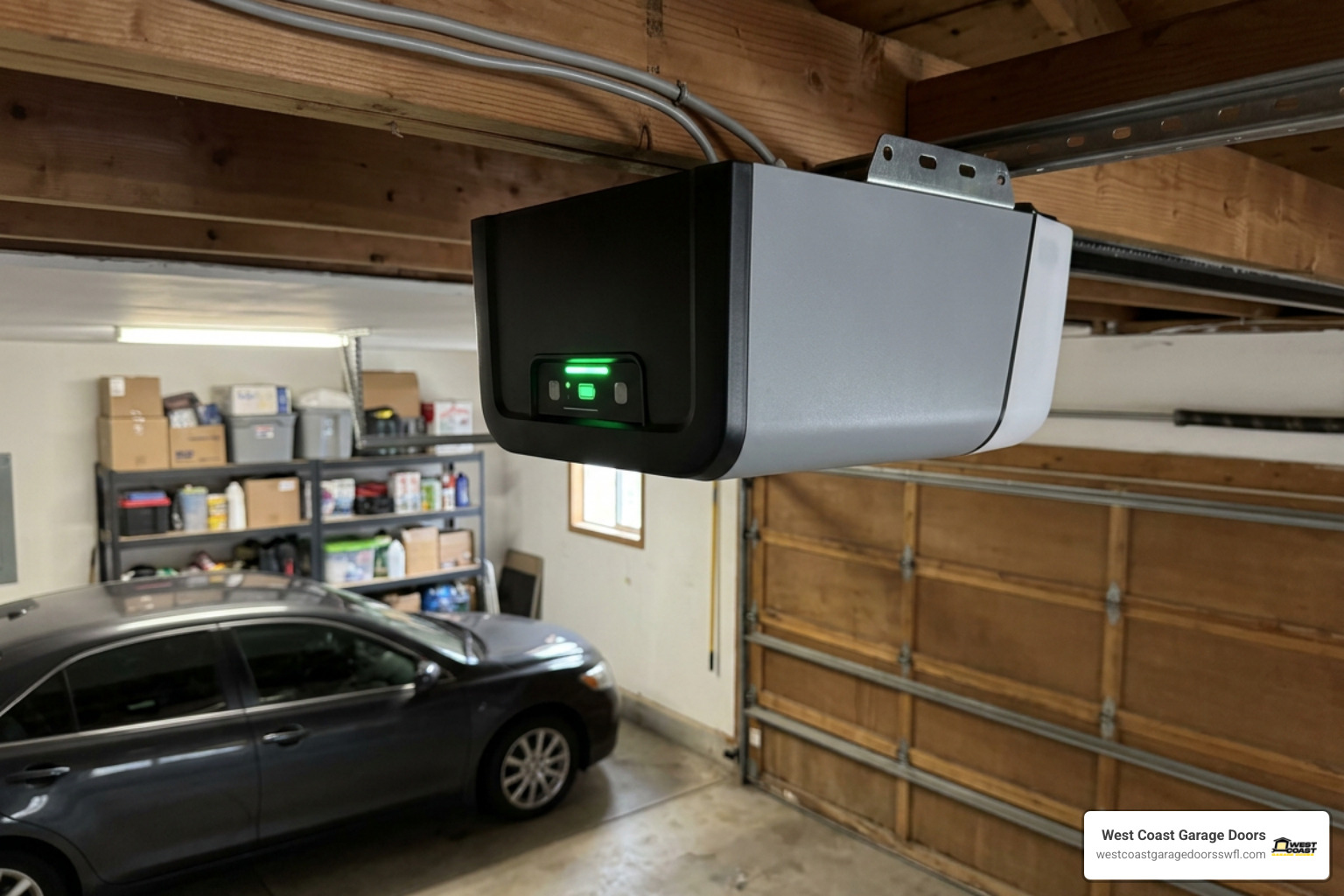 garage door opener LED status indicator displaying battery health