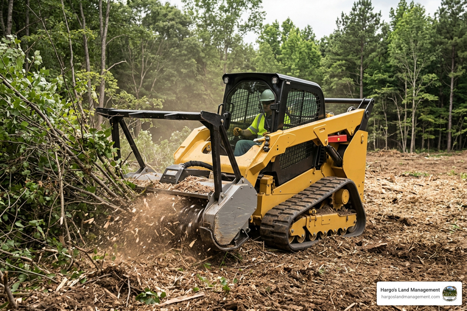 compact track loader operating a high-flow hydraulic mulcher