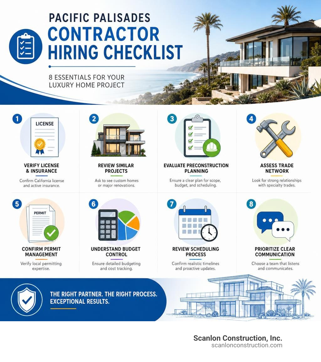 Pacific Palisades contractor hiring checklist infographic Pacific Palisades contractor hiring checklist infographic