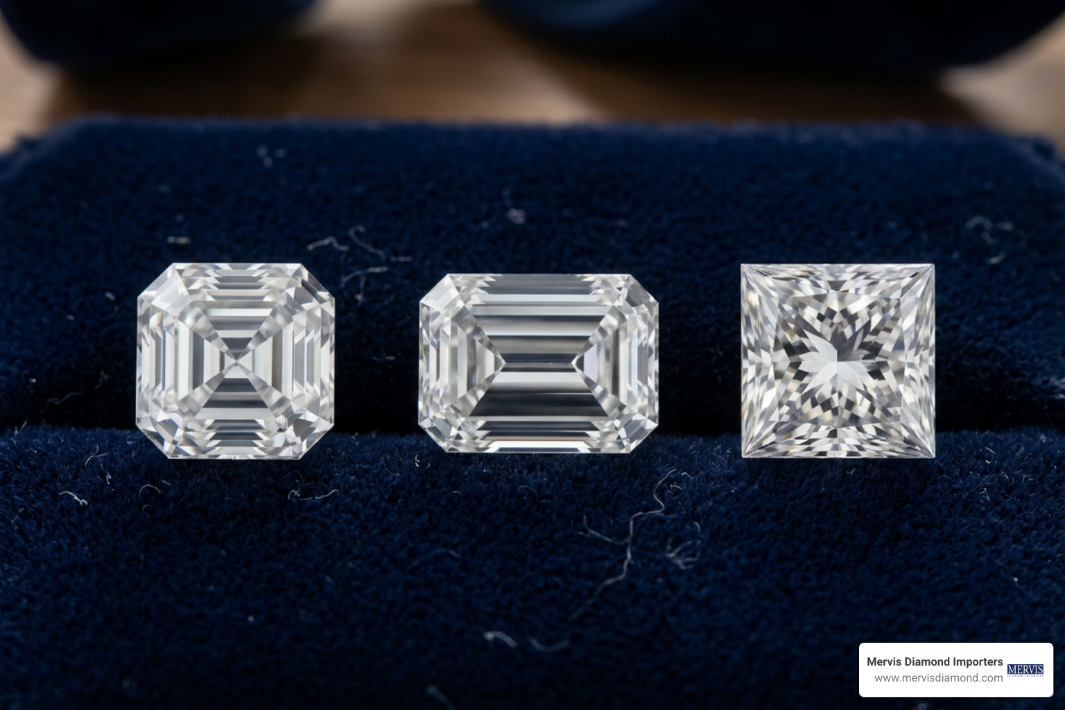 comparing Asscher cut, emerald cut, and princess cut geometry comparing Asscher cut, emerald cut, and princess cut geometry