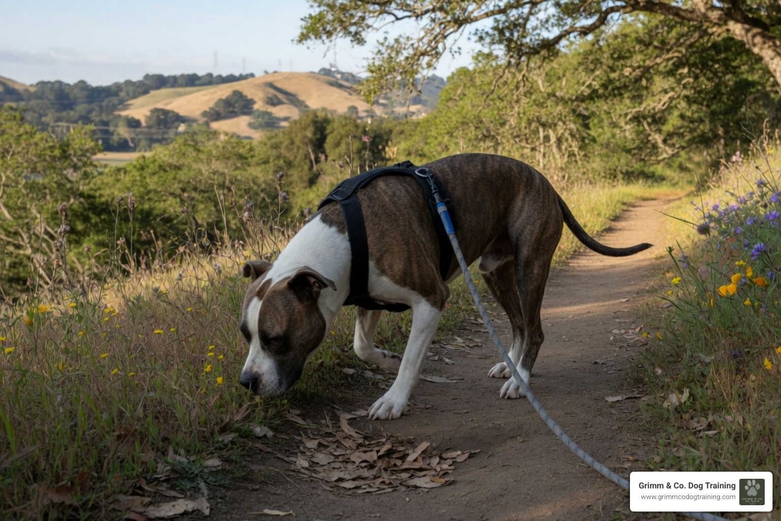 Essential mantrailing gear: ergonomic Y-harness, biothane long line, high-value reward, scent article bag Essential mantrailing gear: ergonomic Y-harness, biothane long line, high-value reward, scent article bag