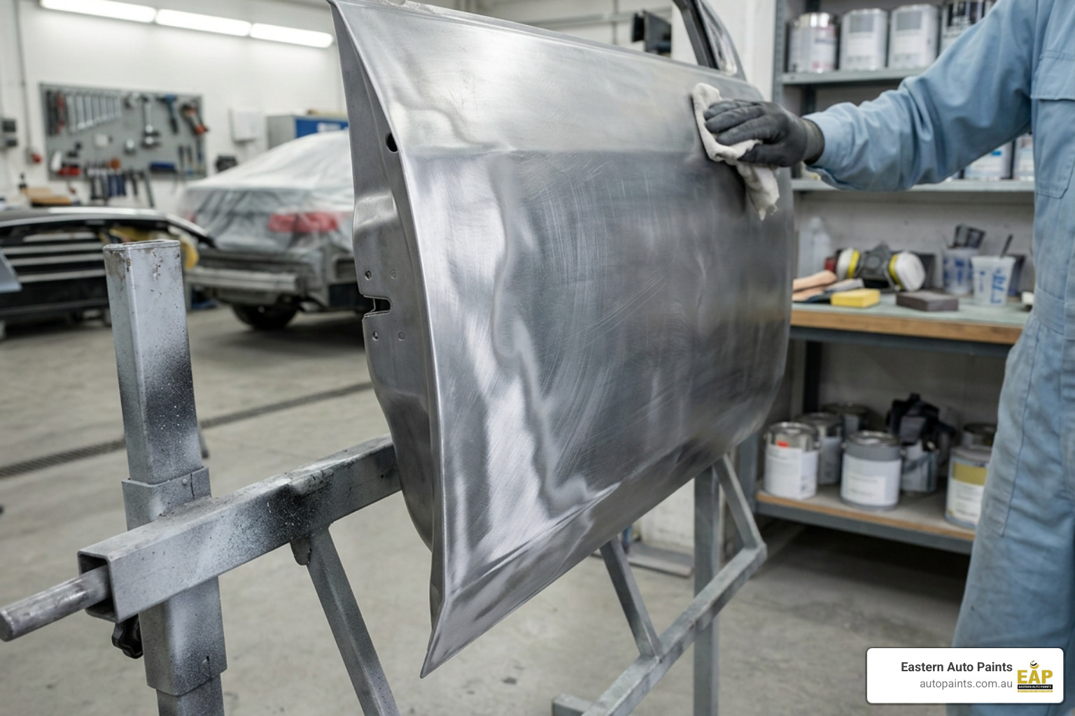 bare steel automotive panel prepared for priming bare steel automotive panel prepared for priming