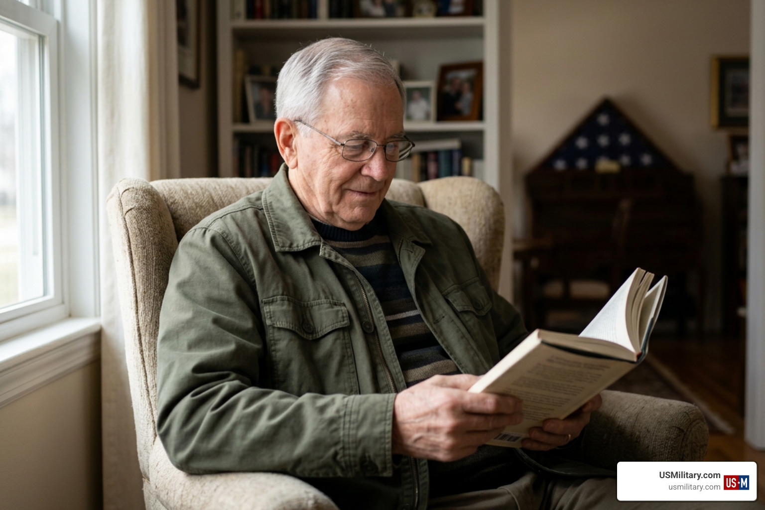American veteran reading American veteran reading
