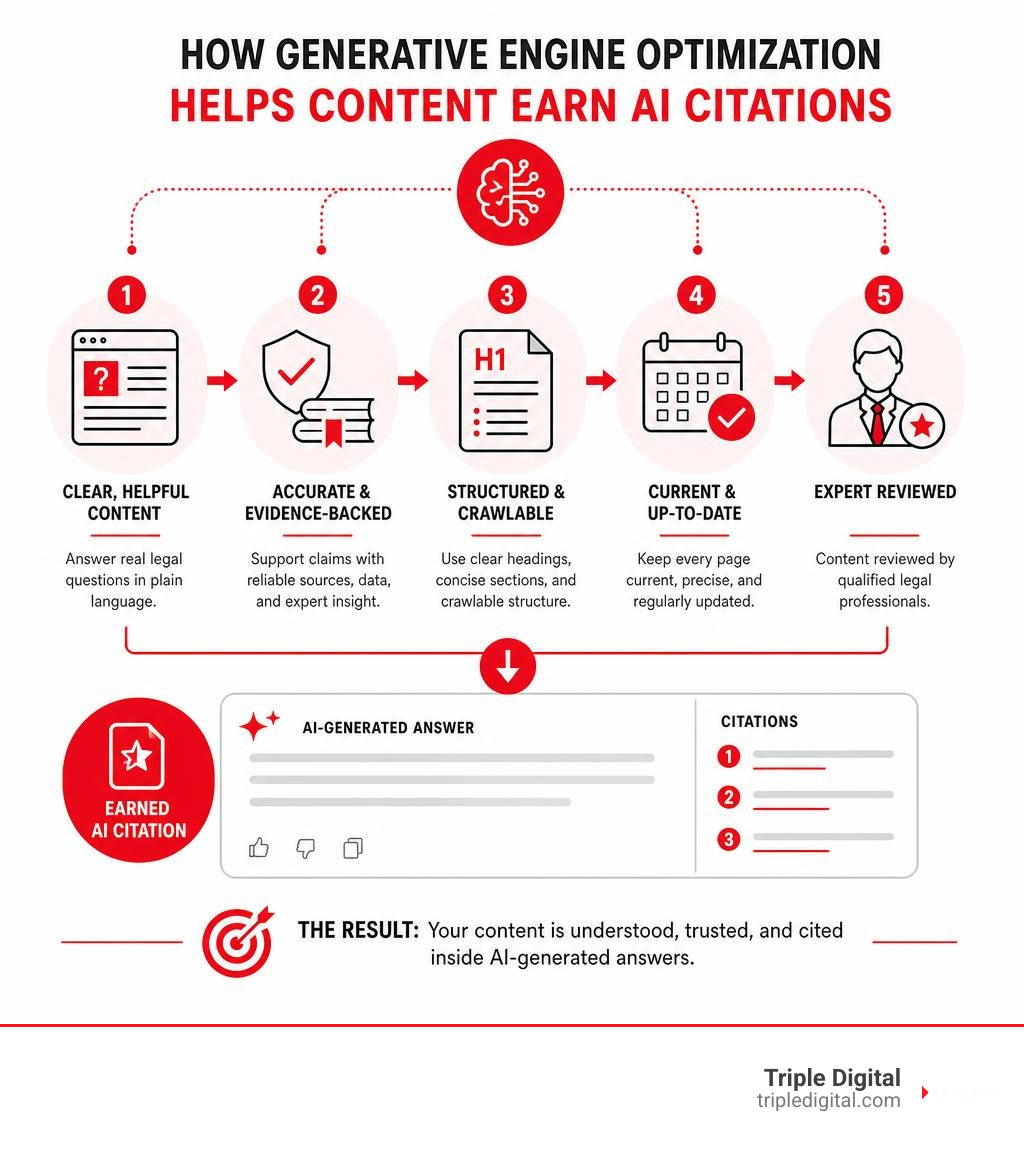 How generative engine optimization helps content earn AI citations infographic How generative engine optimization helps content earn AI citations infographic