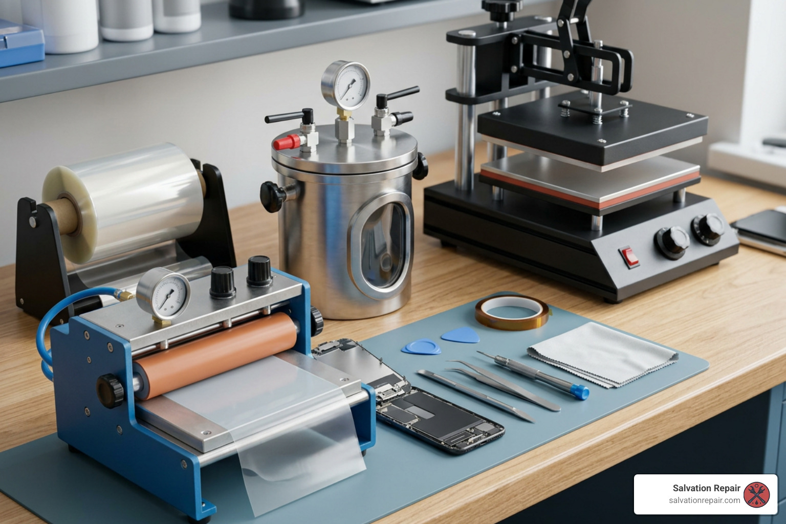 Glass lamination and OCA adhesive repair tools