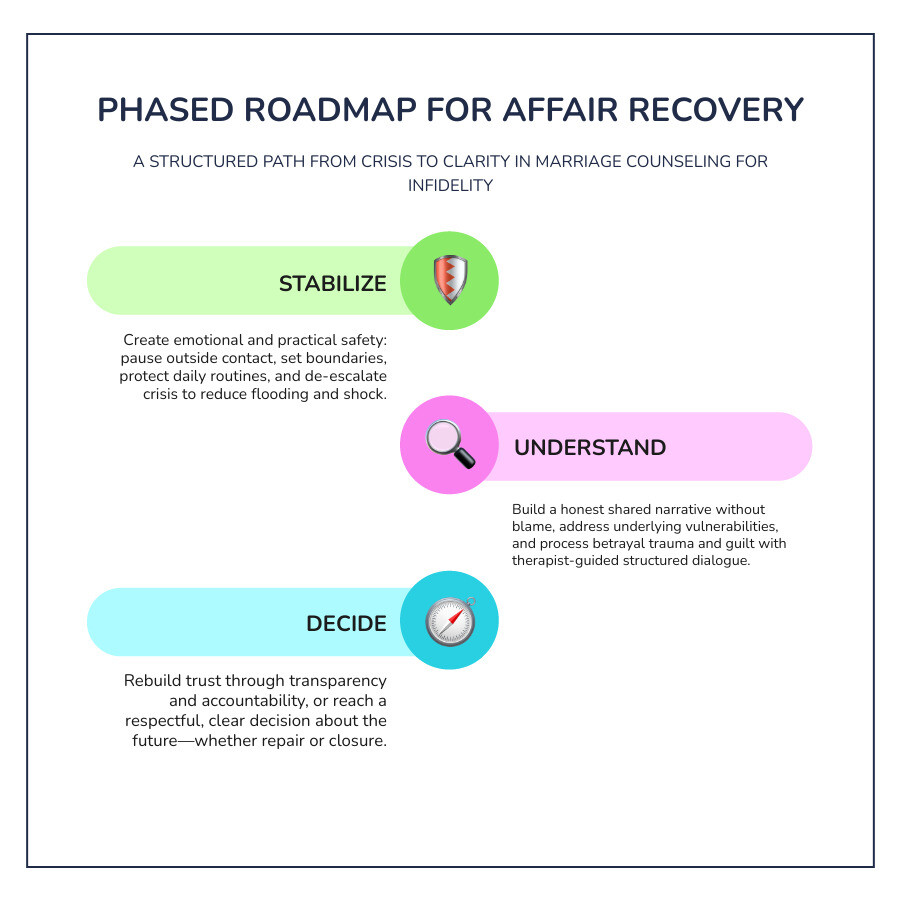 Infographic showing safety, honest understanding, trust building, and future decisions infographic