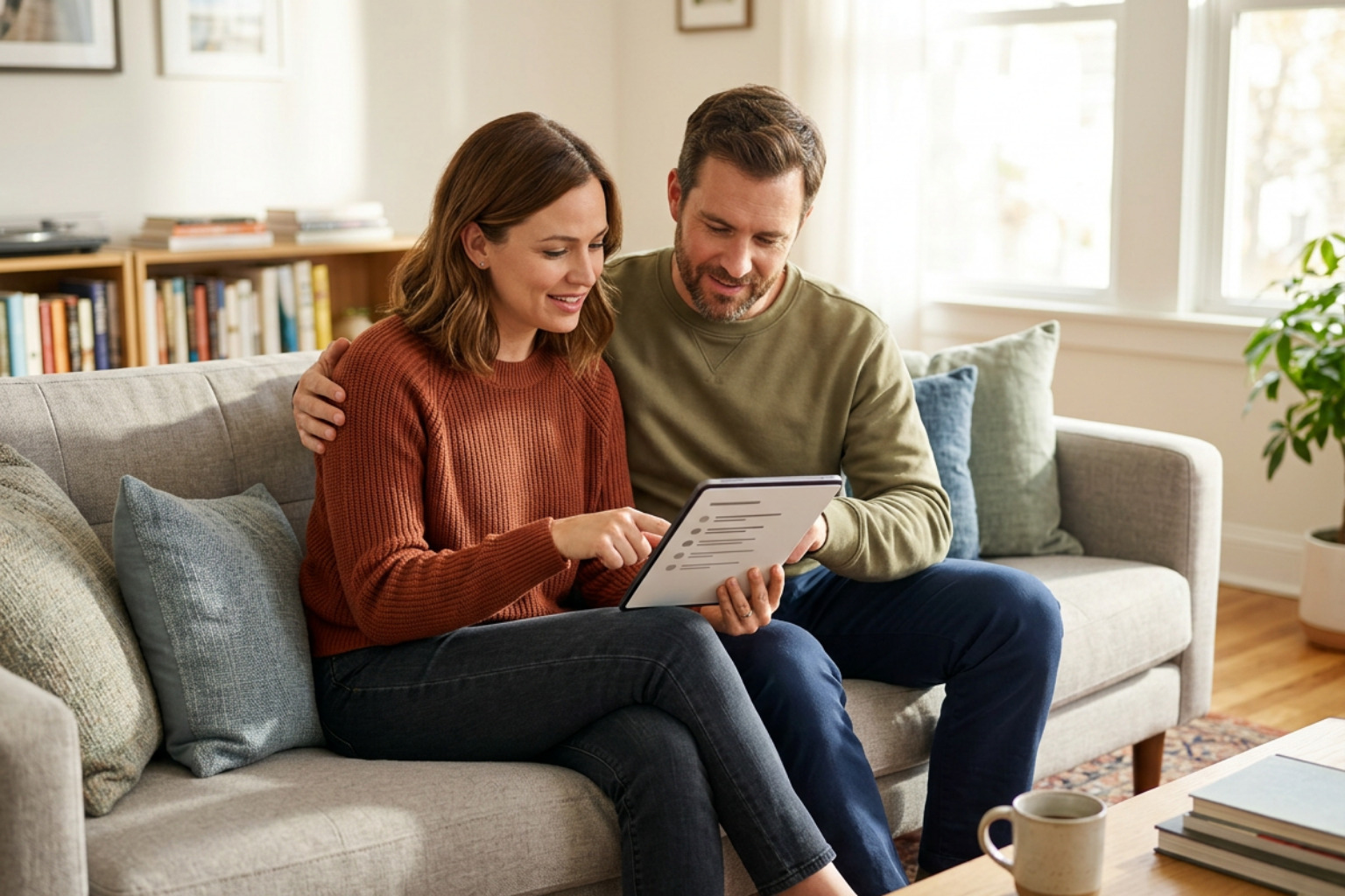 Couple reviewing relationship milestones and consultation questions