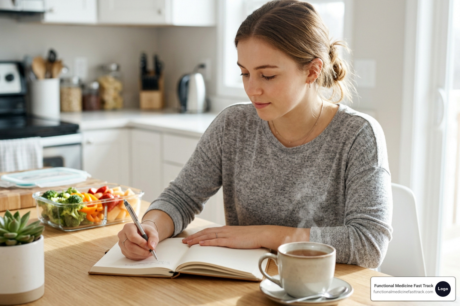 planning meals and tracking symptoms in a journal