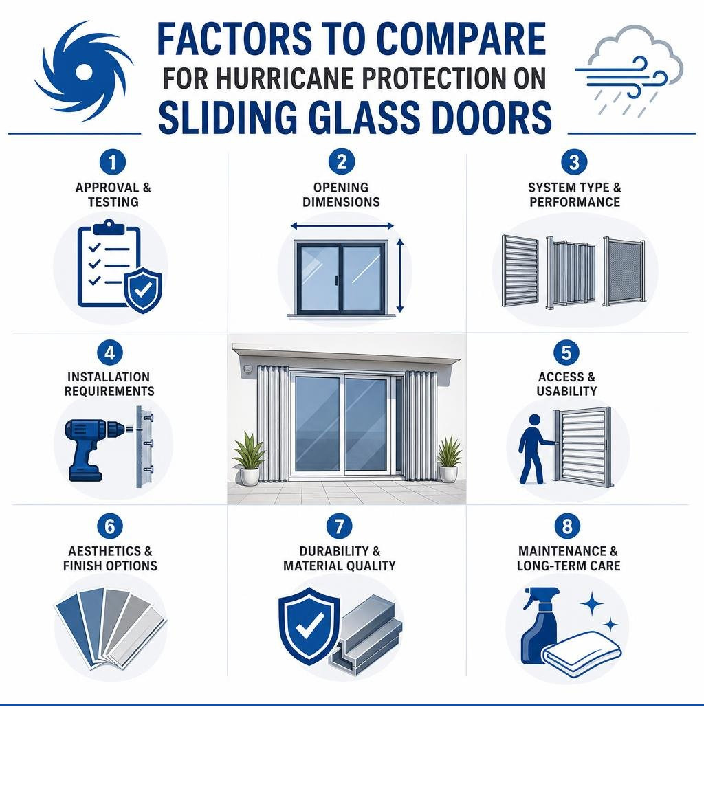 Factors to compare for hurricane protection on sliding glass doors Factors to compare for hurricane protection on sliding glass doors